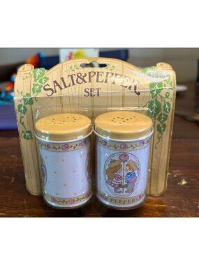 1989 Salt & Pepper Shaker Set  Floral Children Design By Hartin Int. Vintage